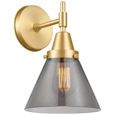 Innovations Lighting Caden Cone 8" Incandescent Sconce - Gold Finish - Plated Smoke Shade In Gray