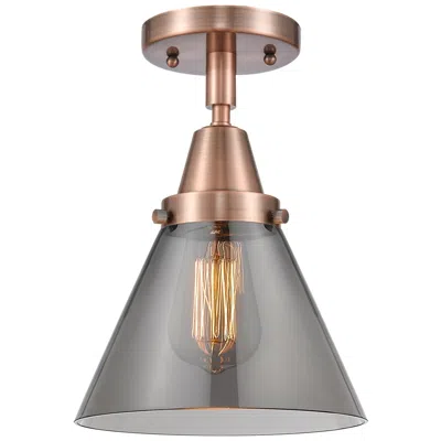 Innovations Lighting Caden Cone 8" Led Flush Mount - Antique Copper - Plated Smoke Shade