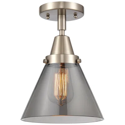 Innovations Lighting Caden Cone 8" Led Flush Mount - Brushed Satin Nickel - Plated Smoke Sh