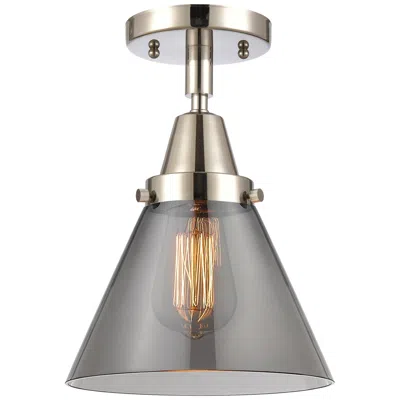Innovations Lighting Caden Cone 8" Led Flush Mount - Polished Nickel - Plated Smoke Shade In Silver