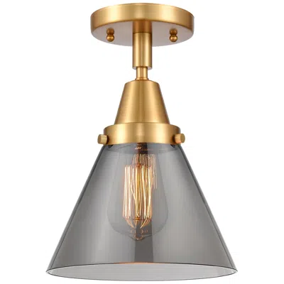 Innovations Lighting Caden Cone 8" Led Flush Mount - Satin Gold - Plated Smoke Shade