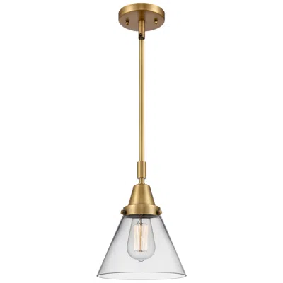 Innovations Lighting Caden Cone 8" Led Mini Pendant - Brushed Brass - Clear Shade