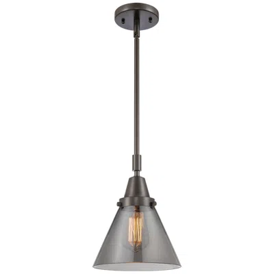 Innovations Lighting Caden Cone 8" Wide Bronze Stem Hung Mini Pendant W/ Plated Smoke Shade In Gray
