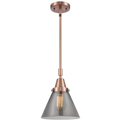 Innovations Lighting Caden Cone 8" Wide Copper Stem Hung Mini Pendant W/ Plated Smoke Shade