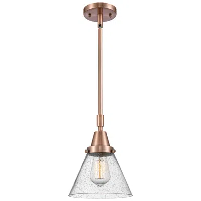 Innovations Lighting Caden Cone 8" Wide Copper Stem Hung Mini Pendant W/ Seedy Shade