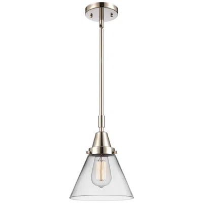 Innovations Lighting Caden Cone 8" Wide Polished Nickel Stem Hung Mini Pendant W/ Clear Sha