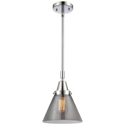Innovations Lighting Caden Cone 8"w Polished Chrome Stem Hung Mini Pendant W/ Plated Smoke