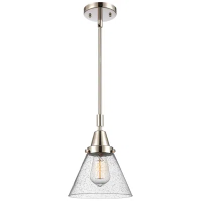 Innovations Lighting Caden Cone 8"w Polished Nickel Mini Pendant W/ Seeded Glass