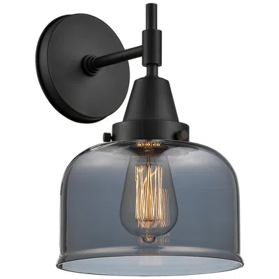 Innovations Lighting Caden Fulton 10.5" High Matte Black Sconce W/ Plated Smoke Shade