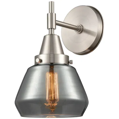 Innovations Lighting Caden Fulton 10.5" High Satin Nickel Sconce W/ Plated Smoke Shade