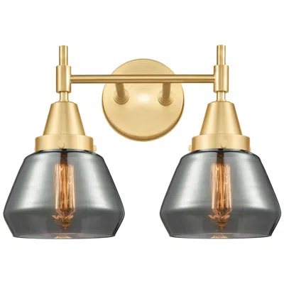 Innovations Lighting Caden Fulton 15.75"w 2 Light Gold Bath Vanity Light W/ Plated Smoke Sh
