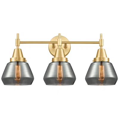 Innovations Lighting Caden Fulton 24.75"w 3 Light Gold Bath Vanity Light W/ Plated Smoke Sh