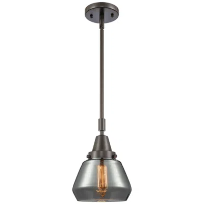 Innovations Lighting Caden Fulton 7" Wide Bronze Stem Hung Mini Pendant W/ Plated Smoke Sha