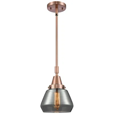 Innovations Lighting Caden Fulton 7" Wide Copper Stem Hung Mini Pendant W/ Plated Smoke Sha