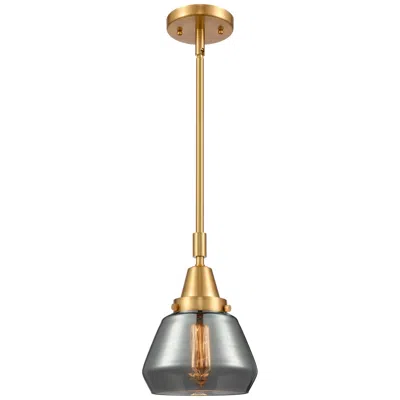 Innovations Lighting Caden Fulton 7" Wide Gold Stem Hung Mini Pendant W/ Plated Smoke Shade