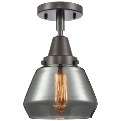 Innovations Lighting Caden Fulton 7" Wide Oil Rubbed Bronze Flush Mount With Plated Smoke S