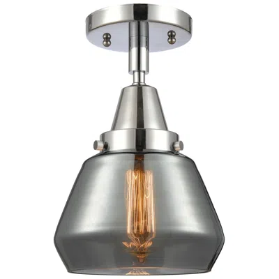 Innovations Lighting Caden Fulton 7" Wide Polished Chrome Flush Mount With Plated Smoke Sha