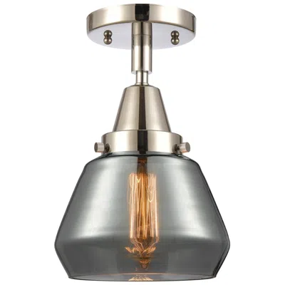 Innovations Lighting Caden Fulton 7" Wide Polished Nickel Flush Mount With Plated Smoke Sha In Silver