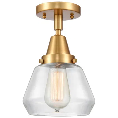 Innovations Lighting Caden Fulton 7" Wide Satin Gold Flush Mount With Clear Shade