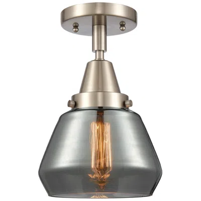 Innovations Lighting Caden Fulton 7"w Brushed Satin Nickel Flush Mount W/ Plated Smoke Shad