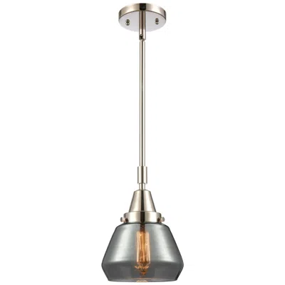 Innovations Lighting Caden Fulton 7"w Polished Nickel Stem Hung Mini Pendant W/ Smoke Shade