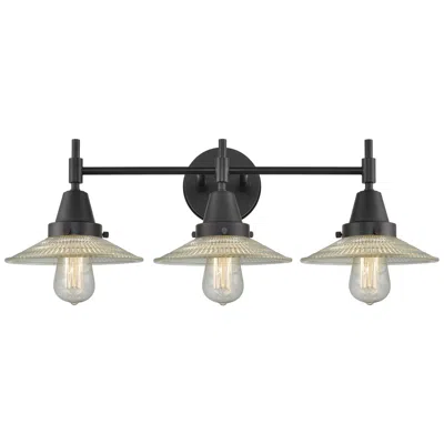 Innovations Lighting Caden Halophane 27"w 3 Light Matte Black Bath Light W/ Halophane Shade