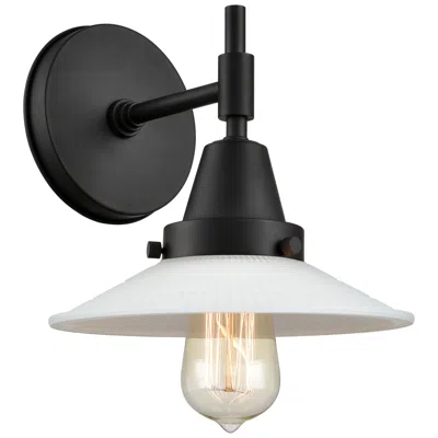 Innovations Lighting Caden Halophane 7.25"h Matte Black Sconce W/ Matte White Halophane Sha
