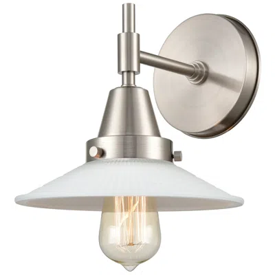 Innovations Lighting Caden Halophane 7.25"h Satin Nickel Sconce W/ Matte White Halophane Sh
