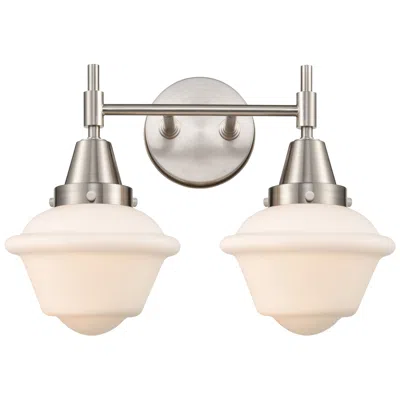 Innovations Lighting Caden Oxford 16.5"w 2 Light Satin Nickel Bath Vanity Light W/ White Sh