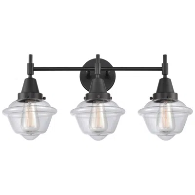 Innovations Lighting Caden Oxford 25.5"w 3 Light Matte Black Bath Vanity Light W/ Clear Sha