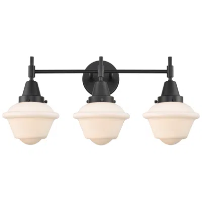 Innovations Lighting Caden Oxford 25.5"w 3 Light Matte Black Bath Vanity Light W/ White Sha