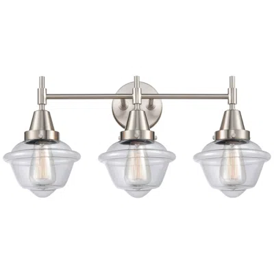 Innovations Lighting Caden Oxford 25.5"w 3 Light Satin Nickel Bath Vanity Light W/ Clear Sh
