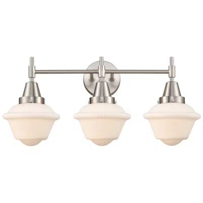 Innovations Lighting Caden Oxford 25.5"w 3 Light Satin Nickel Bath Vanity Light W/ White Sh