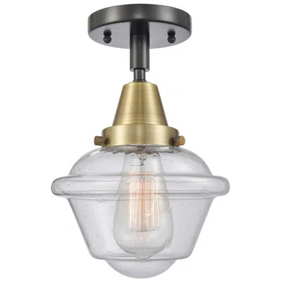 Innovations Lighting Caden Oxford 7.5" Wide Black Antique Brass Flush Mount With Seedy Shad