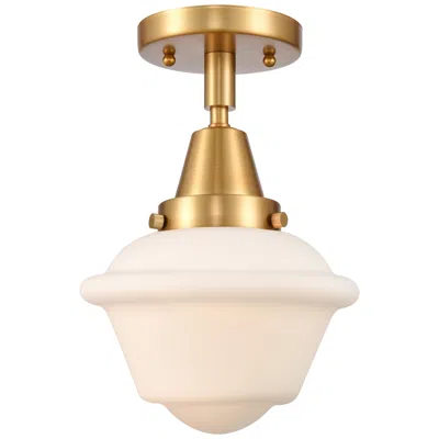 Innovations Lighting Caden Oxford 7.5" Wide Satin Gold Flush Mount With Matte White Shade