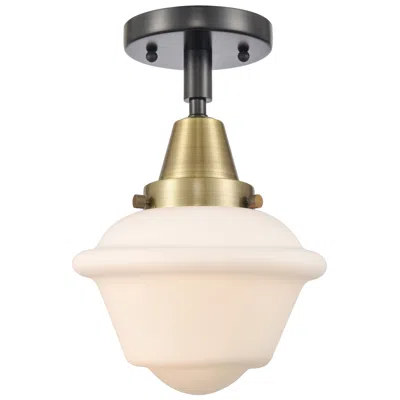 Innovations Lighting Caden Oxford 7.5"w Black Antique Brass Flush Mount W/ Matte White Shad