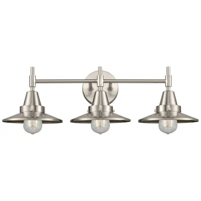 Innovations Lighting Caden Railroad 26"w 3 Light Satin Nickel Bath Light W/ Satin Nickel Sh