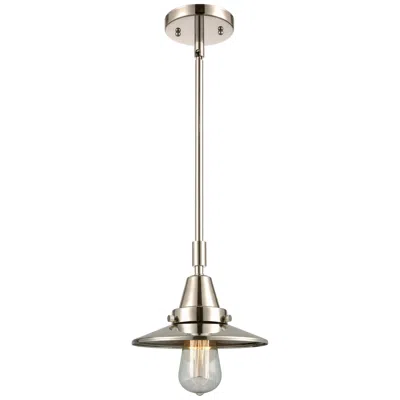 Innovations Lighting Caden Railroad 8"w Polished Nickel Stem Hung Mini Pendant W/ Nickel Sh