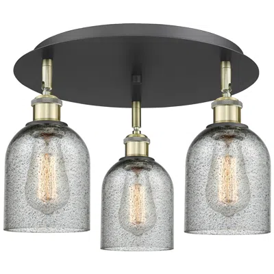 Innovations Lighting Caledonia 16.75"w 3 Light Black Antique Brass Flush Mount W/ Charcoal