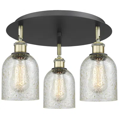 Innovations Lighting Caledonia 16.75"w 3 Light Black Antique Brass Flush Mount W/ Mica Shad