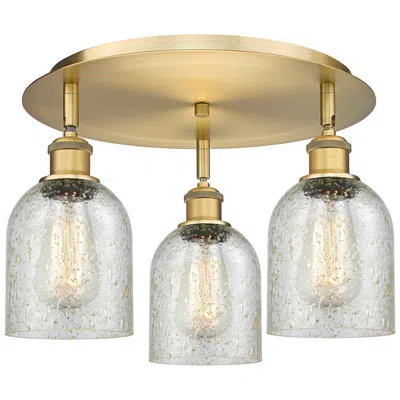 Innovations Lighting Caledonia 16.75"w 3 Light Brushed Brass Flush Mount With Mica Glass Sh