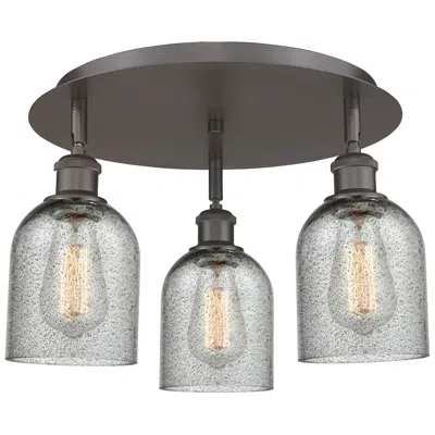 Innovations Lighting Caledonia 16.75"w 3 Light Oil Rubbed Bronze Flush Mount W/ Charcoal Sh