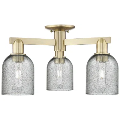 Innovations Lighting Caledonia 23" Wide 3-light Antique Brass Semi-flush Mount W/ Charcoal Shade