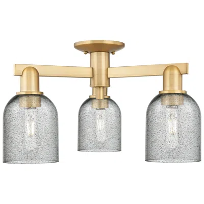 Innovations Lighting Caledonia 23" Wide 3-light Brushed Brass Semi-flush Mount W/ Charcoal Shade