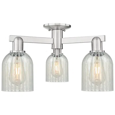 Innovations Lighting Caledonia 23" Wide 3-light Satin Nickel Semi-flush Mount W/ Mouchette Shade