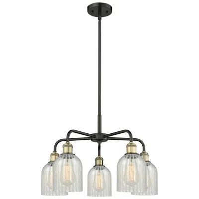 Innovations Lighting Caledonia 23"w 5 Light Black Brass Stem Hung Chandelier W/ Mouchette S
