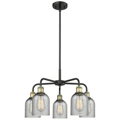 Innovations Lighting Caledonia 23"w 5 Light Black Brass Stem Hung Chandelier With Charcoal