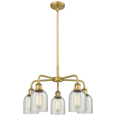 Innovations Lighting Caledonia 23"w 5 Light Brushed Brass Stem Hung Chandelier With Mica Sh