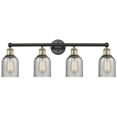 Innovations Lighting Caledonia 32"w 4 Light Black Antique Brass Bath Light With Charcoal Sh