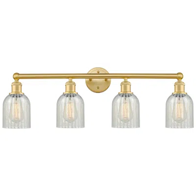 Innovations Lighting Caledonia 32"w 4 Light Satin Gold Bath Vanity Light With Mouchette Sha